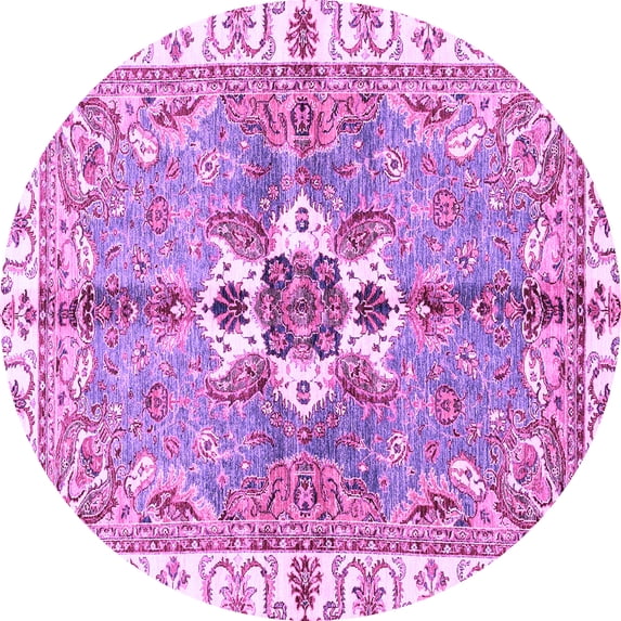 Ahgly Company Indoor Round Abstract Purple Modern Area Rugs, 4' Round