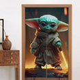 thumbnail image 4 of Cortina de puerta semiopaca con patrón de patchwork de dos piezas de Baby Yoda, cortinas opacas decorativas para dormitorio, sala de estar, decoración de habitación de niños, 34 x 56 pulgadas, tamaño, 4 of 7