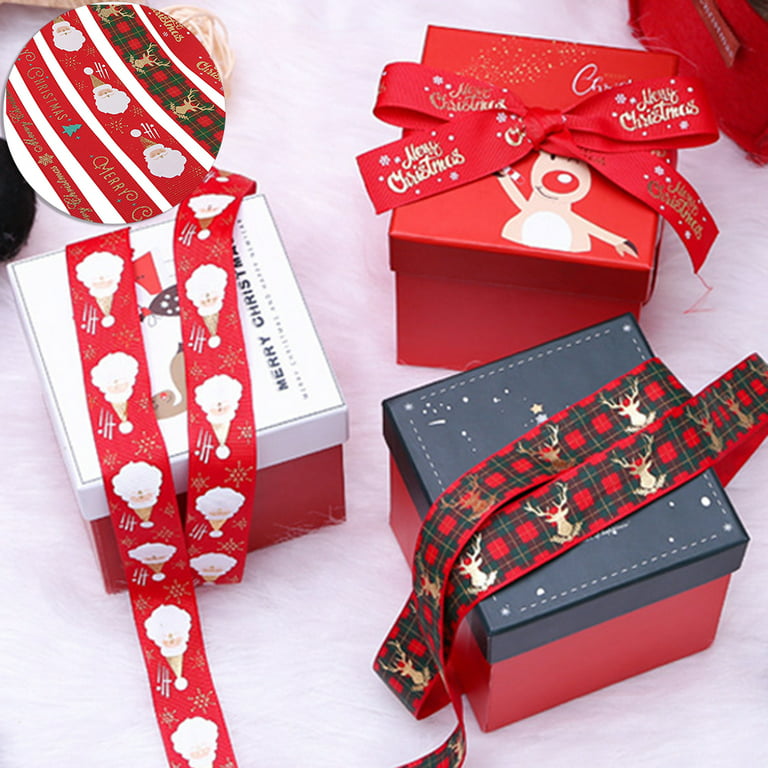 Christmas Ribbons for Craft Holiday Printed Grosgrain Ribbons Satin Ribbons  Metallic Glitter Fabric Ribbons Bulk Gift Wrapping
