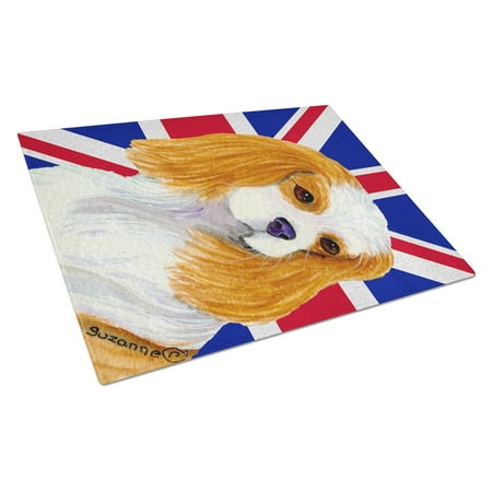 

Caroline s Treasures Cavalier Spaniel with English Union Jack British Flag Glass Cutting Board Large Size