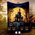 thumbnail image 5 of 1pc Halloween Blanket, Little Ghosts, Pumpkins & Spiders with Dark Castle Design – Printed Flannel Throw for Naps/Sofa/Office Bed. Soft Warm Multifunctional Gift Suitable All Seasons,  Contemporary S, 5 of 7