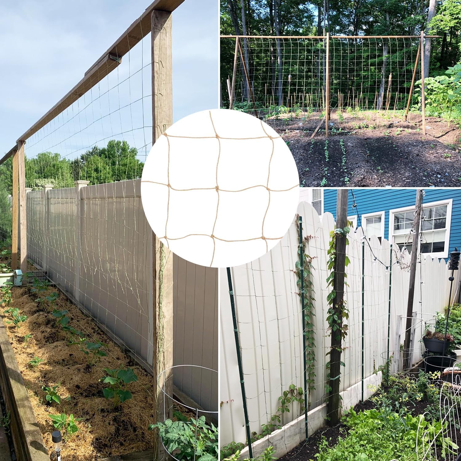 Plant Support Netting Yahome Jute Twine Trellis 5.6 x 8.2 ft Heavy Duty Garden Plant Trellis Netting for Climbing Plants Outdoor Indoor Grow Net for Cucumber Vine Tomatoes Peas Flower Fruits