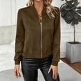 thumbnail image 6 of Ladies Casual Jacket Baeitkot Ladies Fashionable Short Zipper Women Jacket Solid Color Jacket Casual Jacket Coffee L, 6 of 9