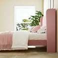 thumbnail image 3 of Allewie Full Size Velvet Platform Bed Frame with Vertical Tufted Wingback Headboard, Easy Assembly, Under Bed Storage, No Box Spring Required, Modern Style, Pink, 3 of 11