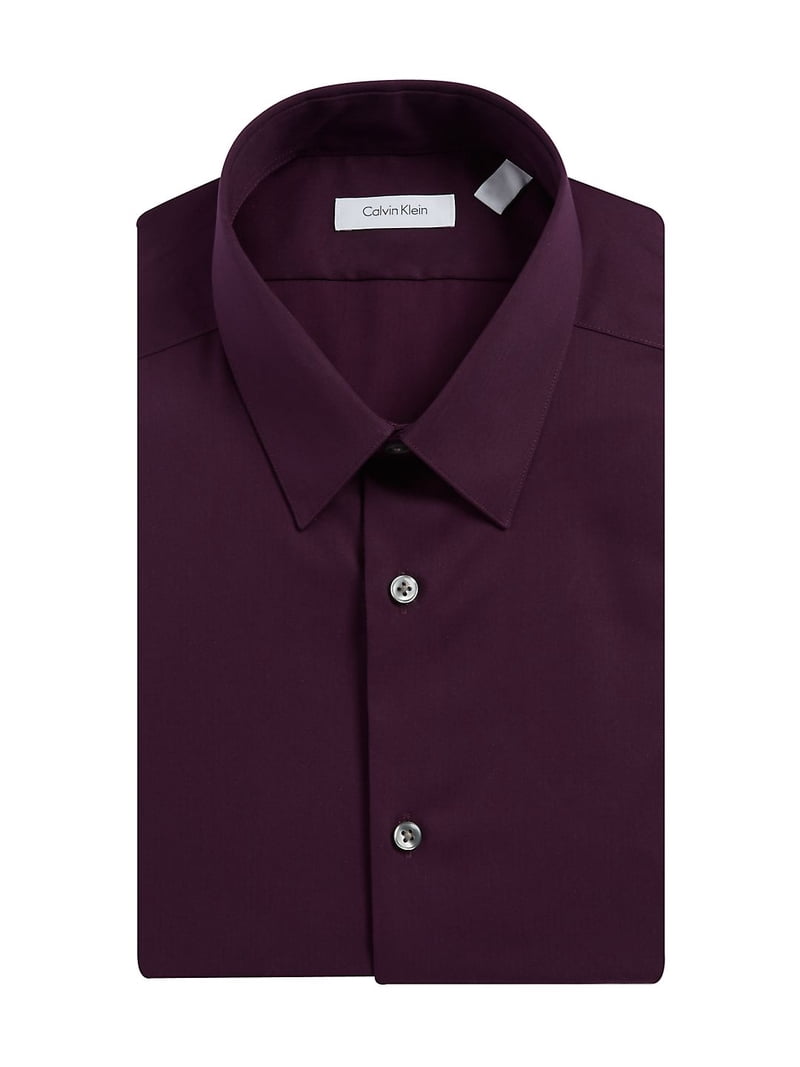 fitted non iron dress shirt Comfort Stretch Non-Iron Solid Dress Shirt With Contrast Trim - Rust
