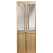 AWC Model 217 Edge Mirror Bifold Door Unfinished Pine 36" x 80"