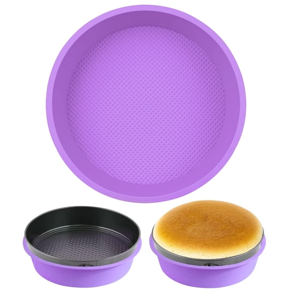 Round Silicone Cheesecake Pan Liner – Non-Stick, Reusable & Dishwasher Safe (Purple, 9"Dia, 1pc)
