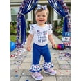 thumbnail image 3 of BemeyourBBs Newborn Baby Girl My First 4th of July Outfit Fourth of July Baby Girls Clothes Independent Day Patriot Clothes Short Sleeve Romper Flare Pants Set Headband Set Baby Girl Summer Outfit, 3 of 9