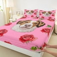 thumbnail image 3 of Feelyou Kawaii Dalmatian Dog Bed Sheets, Fashion Red Rose Floral King Sheets, Teens Kids Boys Girls Sheet Set, Ultra Soft Bedroom Decor, 4-Piece, 3 of 7