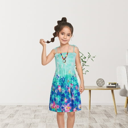 

VKEKIEO Women s Casual Dresses Boho Sleeveless Rainbow Blue 1-2 Years