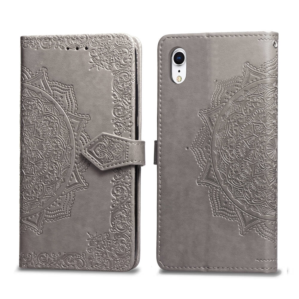 iPhone Xr Wallet Cases and Covers, Allytech Slim Premium PU Flip Stand Cover Mandala Embossed