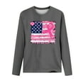 thumbnail image 4 of Luxalzxs Breast Cancer Awareness Tops for Women Cute Long Sleeve Pink Ribbon USA Flag Print Shirts Causal Crewneck Pullover Tops T Shirt Blouse, 4 of 4