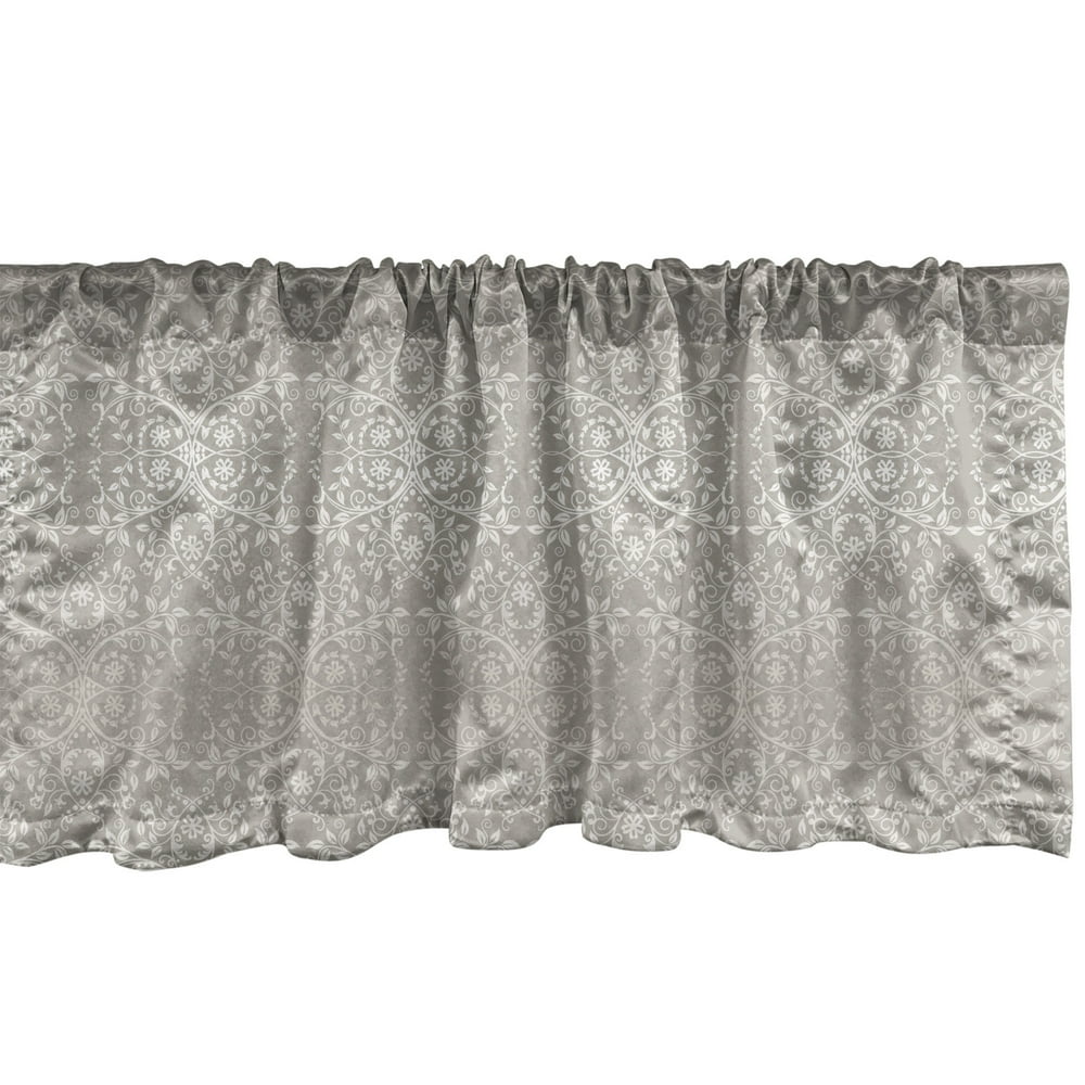 Grey Window Valance, Victorian Lace Flowers and Leaves Retro Background ...