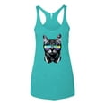 thumbnail image 2 of DJ Kitty Cat with Headphones | Womens Cat Lover Premium Tri-Blend Racerback Tank Top, Tahiti Blue, Small, 2 of 3
