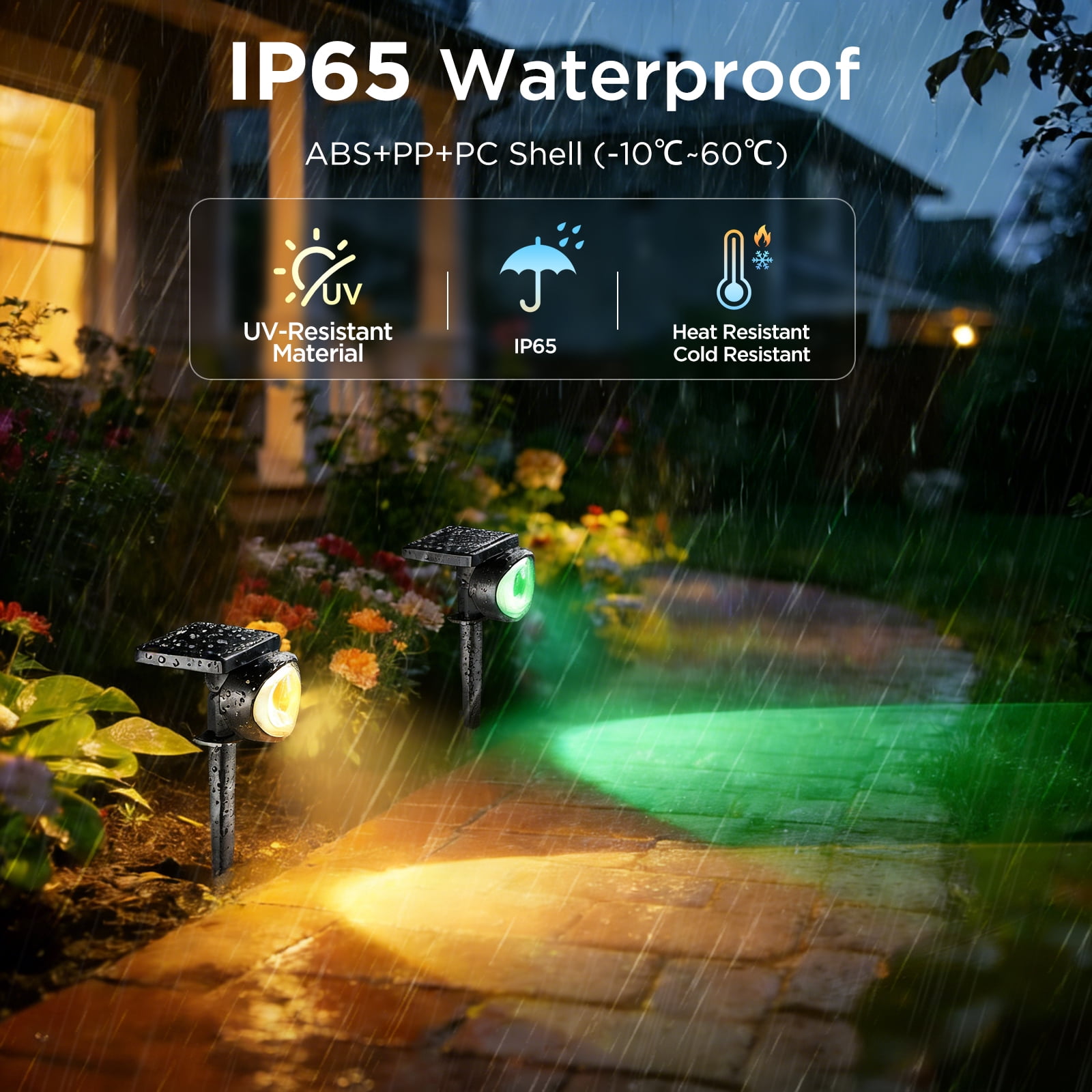 Solar Spot Lights Outdoor Waterproof, 2 Pack Solar Powered Landscape Spotlights with 3 Lighting Modes for Yard Garden (RGB Light)