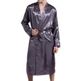 thumbnail image 3 of MesaSe Men‘s Imitation Silk Bathrobe Long Open The Front Home Service with Pocket, 3 of 5