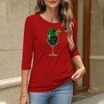thumbnail image 5 of Yxbdin Womens St Patricks Day T Shirts 3/4 Sleeve Hat Wine Glass Graphic Tees Holiday Crew Neck Shirt Irish Shamrock Tops Red S, 5 of 8