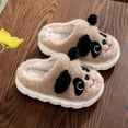 thumbnail image 2 of Bainana Slippers For Little Girls Boys Cartoon Print Anti Slip Easy On Shoes Windproof Soft Winter Child Home Wear Brown Size 3-4 Years, 2 of 3