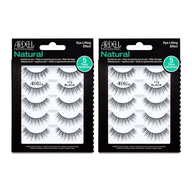 Pestañas postizas Ardell Natural 110 negras, paquete de 5 pares x 2