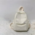 thumbnail image 2 of Otqutp Student Bag Female Pure Color Simple Leisure Shoulder Bag Campus Backpack for Women's Casual Traveling Hiking(Beige,One Size), 2 of 4