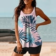 thumbnail image 6 of Summer Ladies 2 Piece Swimsuits Set Fashion Print Tankini with Crewneck Tops and Sleeveless Shirt Plus Swim Shorts for Women's Summer Beach Wear, 6 of 6