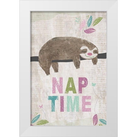 JMB Designs 11x14 White Modern Wood Framed Museum Art Print Titled - Nap Time