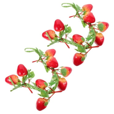 Worgeous Realistic Artificial Strawberry Garland for Decoration Made of Foams Red Color 2pcs