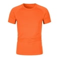 thumbnail image 4 of NIEWTR Boys Girls Short Sleeve Casual Slim Tshirt O Neck Basic Casual Versatile Fashion Top Fitted Solid Color Easy Matching T Shirts 3-9 Years (Orange,5-6 Years), 4 of 7