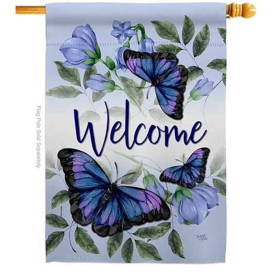 Breeze Decor Purple Butterflies House Flag Garden Friends Bugs & Frogs 28 x 40 in. Double-Sided Decorative Vertical Flags
