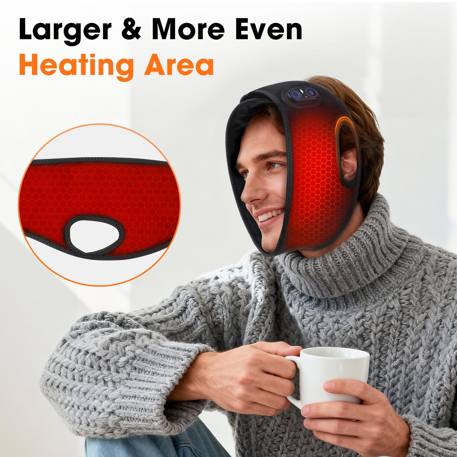 Cordless Heating Pad for Face Jaw Chin, Jaw Heating Pad, Face Heated Wrap with 3 Heat and Timing Settings, 5000mAh Battery Rechargeable for Wisdom Teeth, Facial Comfort, Jaw Relaxation & Daily Warm