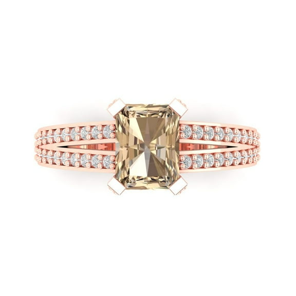 Solitaire with Accents Engagement Ring for Women - 2.45ct Yellow Moissanite in 14K Rose Gold Promise Ring