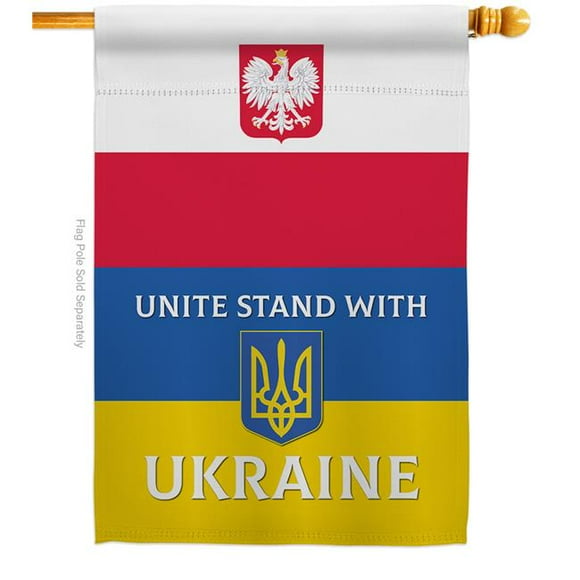 USA Decoration H170266-BO Poland Stand with Ukraine Support Cause 28 x 40 in. Double-Sided Decorative Vertical House Flags for Decoration Banner Garden Yard Gift