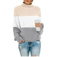 thumbnail image 2 of felwors Women's Turtleneck Batwing Sleeve Loose Oversized Knitted Pullover Sweater Jumper Tops Khaki, XXL, 2 of 4