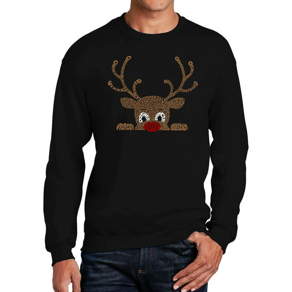 Peeking Reindeer - Men's Word Art Crewneck Sweatshirt