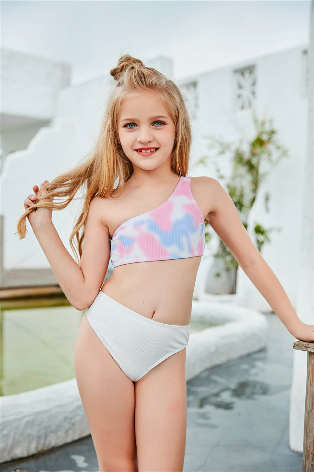 CHGBMOK Summer Girls Holiday Casual Gradient Color Cute Solid Bikini  Swimwear 