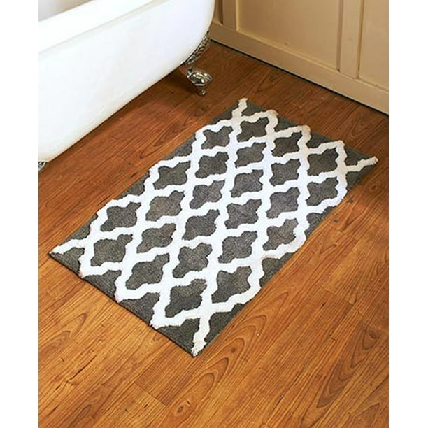 Oversized Lattice Gray Bath Rug