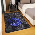 thumbnail image 3 of Erosebridal Black Blue Rose Area Rug 5x7 3D Roses Carpet Romantic Floral Decorative Rug For Men Women Wedding Valentines Day Decorations Blossom Flower Farmhouse Indoor Floor Mat, 3 of 6
