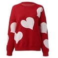 thumbnail image 2 of Suéter Divertido Gibobby Mujeres Casual Simple Otoño e Invierno Amor Contraste Patrón Rojo M, 2 of 5