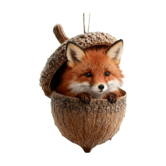 Litrail Woodland Christmas Ornaments - Handmade Sleeping Animal (Owl/Bunny/Hedgehog) Rustic Tree Decor, Nature Lover Gift (1 Pendant)