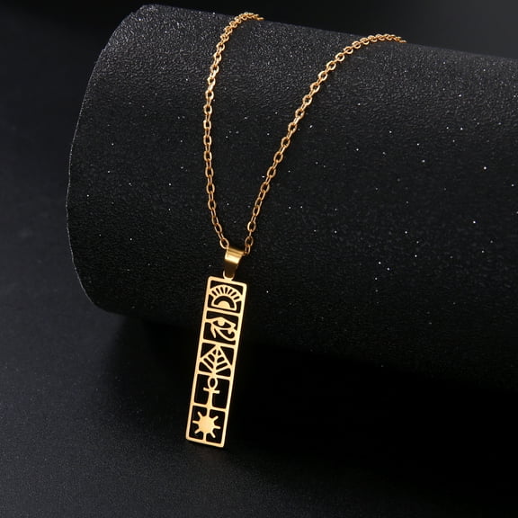 EUEAVAN Gold Egyptian Hieroglyphs Necklace Stainless Steel Eye of Horus Ancient Egypt Jewelry
