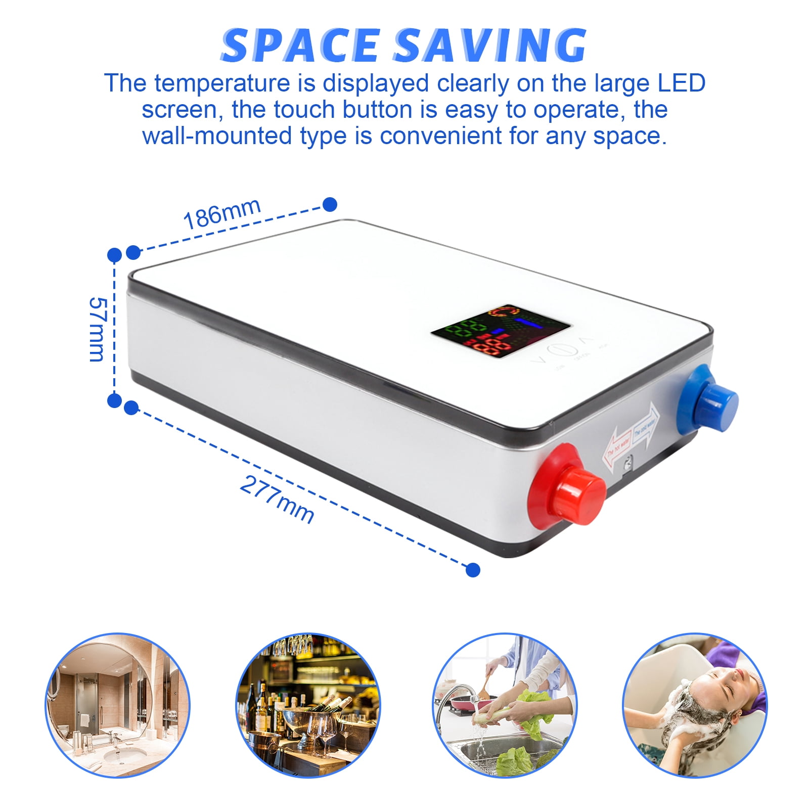 Tankless Water Heater Electric 110V, On Demand Hot Water Heater Digital Display 4.5kW,Electric Instant Hot Water Heater Bathroom Bath Shower Kit Home (White)