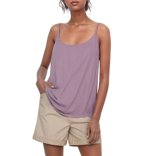 Hiiyo Camisole Rembourrée Sans Manches à Bretelles Spaghetti pour Superposition, Femmes