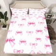 thumbnail image 2 of Feelyou Cartoon Pink Bow Bed Sheets, Fairy Princess Style Ribbon King Sheets, 4pcs, 2 of 7
