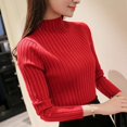 thumbnail image 3 of PENGXAING Chandail à Manches Longues Ajusté en Tricot à Col Roulé pour Femmes, 3 of 7