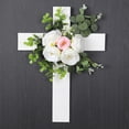 thumbnail image 5 of Easter Cross Artificial Flower Wreath Multicolor Door Hanging Ornament Indoor Outdoor Stair Mantel Table Spring Decor Waterproof Fade Resistant Lifelike Flexible, 5 of 6