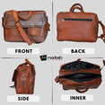thumbnail image 5 of Madosh Genuine Leather Men's Briefcase Office Bag Laptop Brown Crossbody Handbag 12"x16", 5 of 6