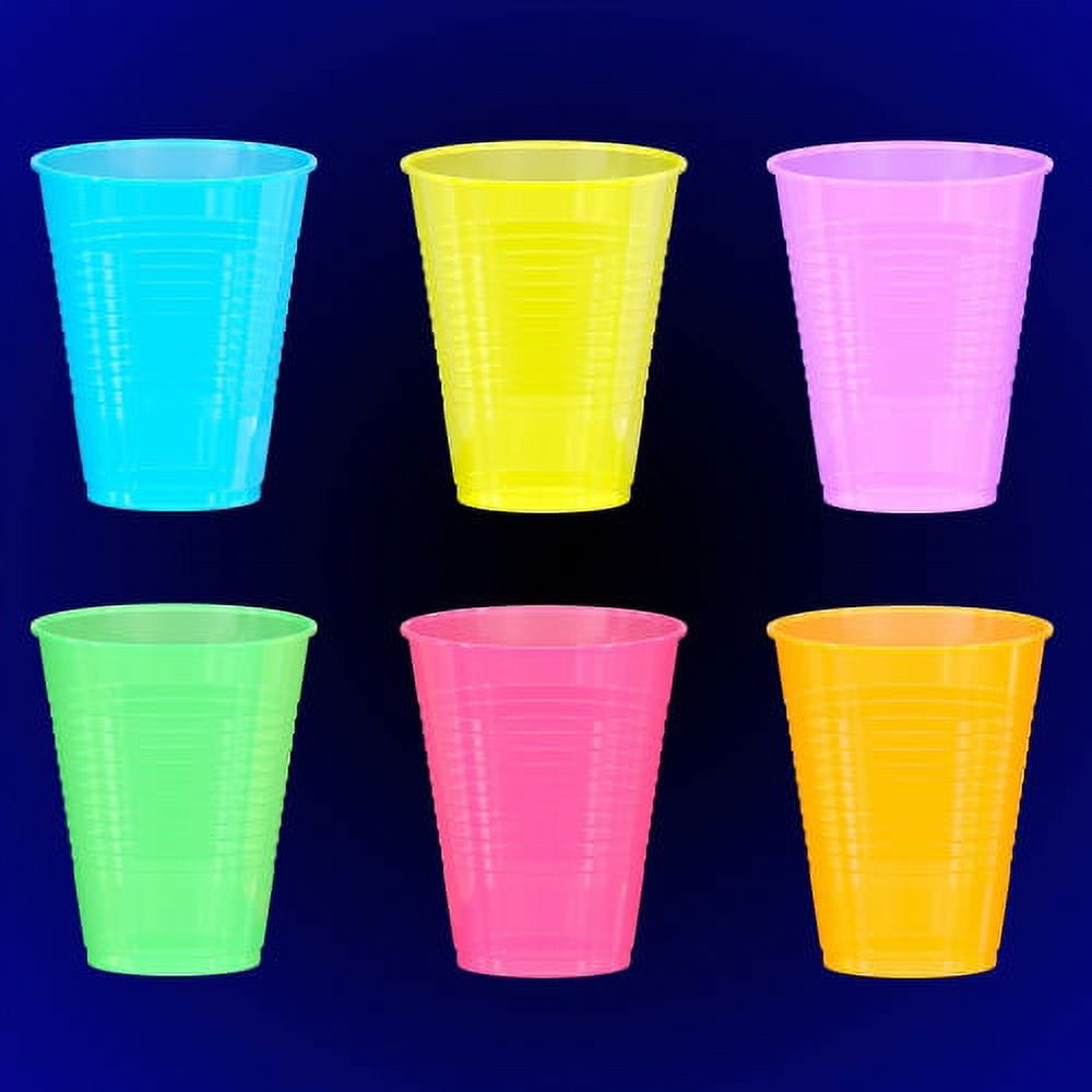 PartyMars 12 Oz 100pcs Disposable Multicolor Neon Glowing Plastic Cups  Party Drinking Cups For Weddi…See more PartyMars 12 Oz 100pcs Disposable