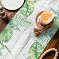 thumbnail image 3 of Summer Botanical Table Runner 108 Inches, Green Tropical Palm Trees Wooden Grey Bed Runner Dresser Scarves Tabletop for Indoor Outdoor Parties/Ceremony/Banquet, 13"x 108", 3 of 9