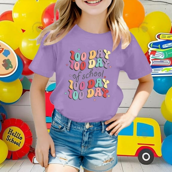 SNKSDGM Girls Girls Shirts Size 12-14 Long Sleeve Cute Tops for Girls 8-10 Kid Girls and Boys Round Neck Short Sleeve Tee Summer Casual T Shirt 6-7 Years