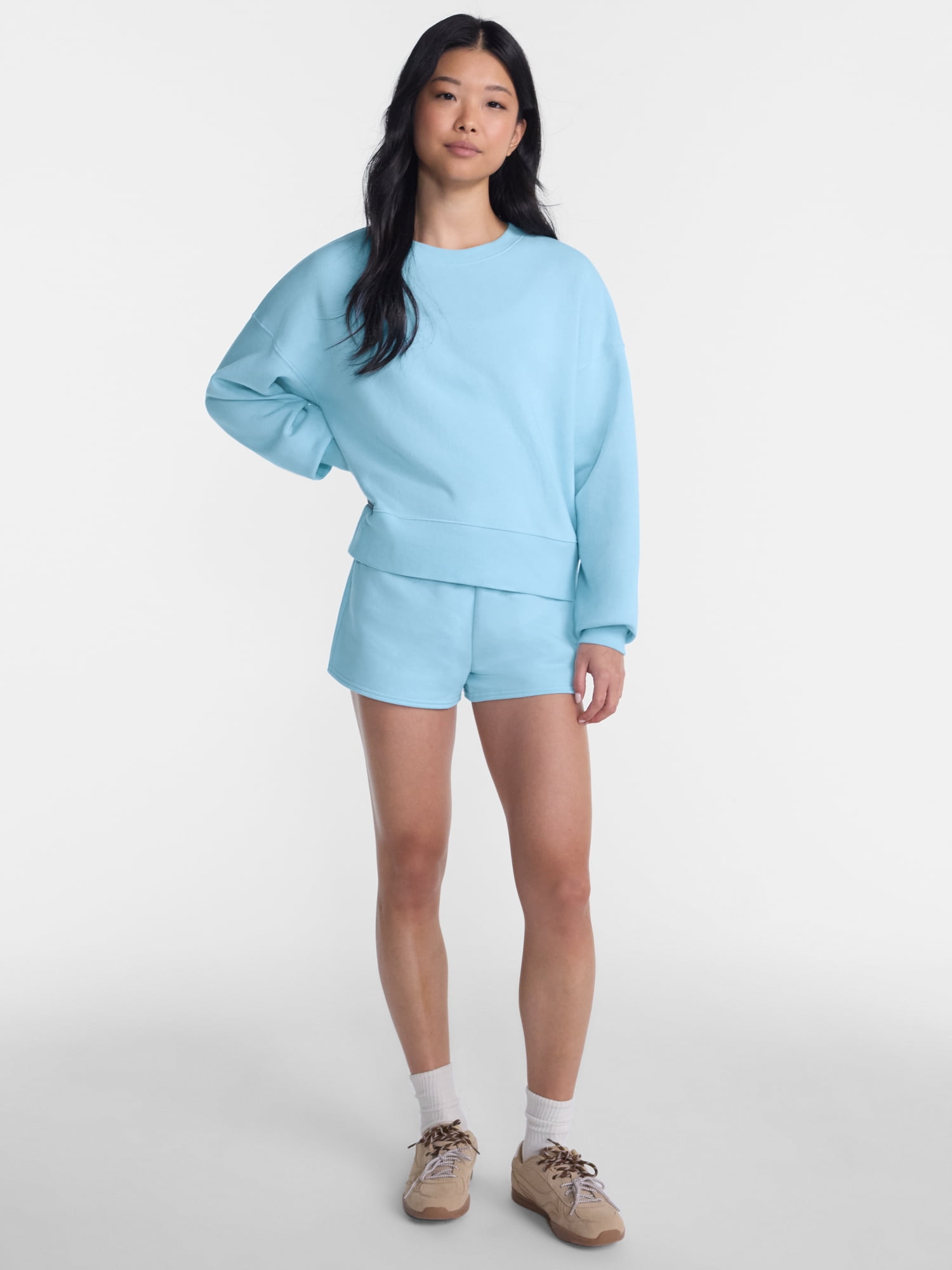 No Boundaries Fleece Shorts with Ribbed Waistband, Women's XXS-XXL